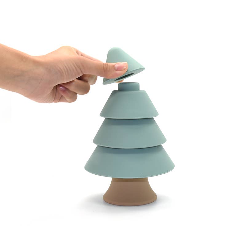 Stackable Silicone Tree: Educational Toy: Green and yellow