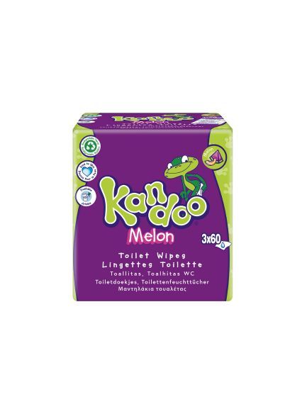 Kandoo Toilet Flushable Wipes Melon 3X60