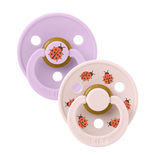 BIBS Pacifier Studio - 2 PACK (Colour: Ladybug Latex & Violet Sky Mix | Size 2)