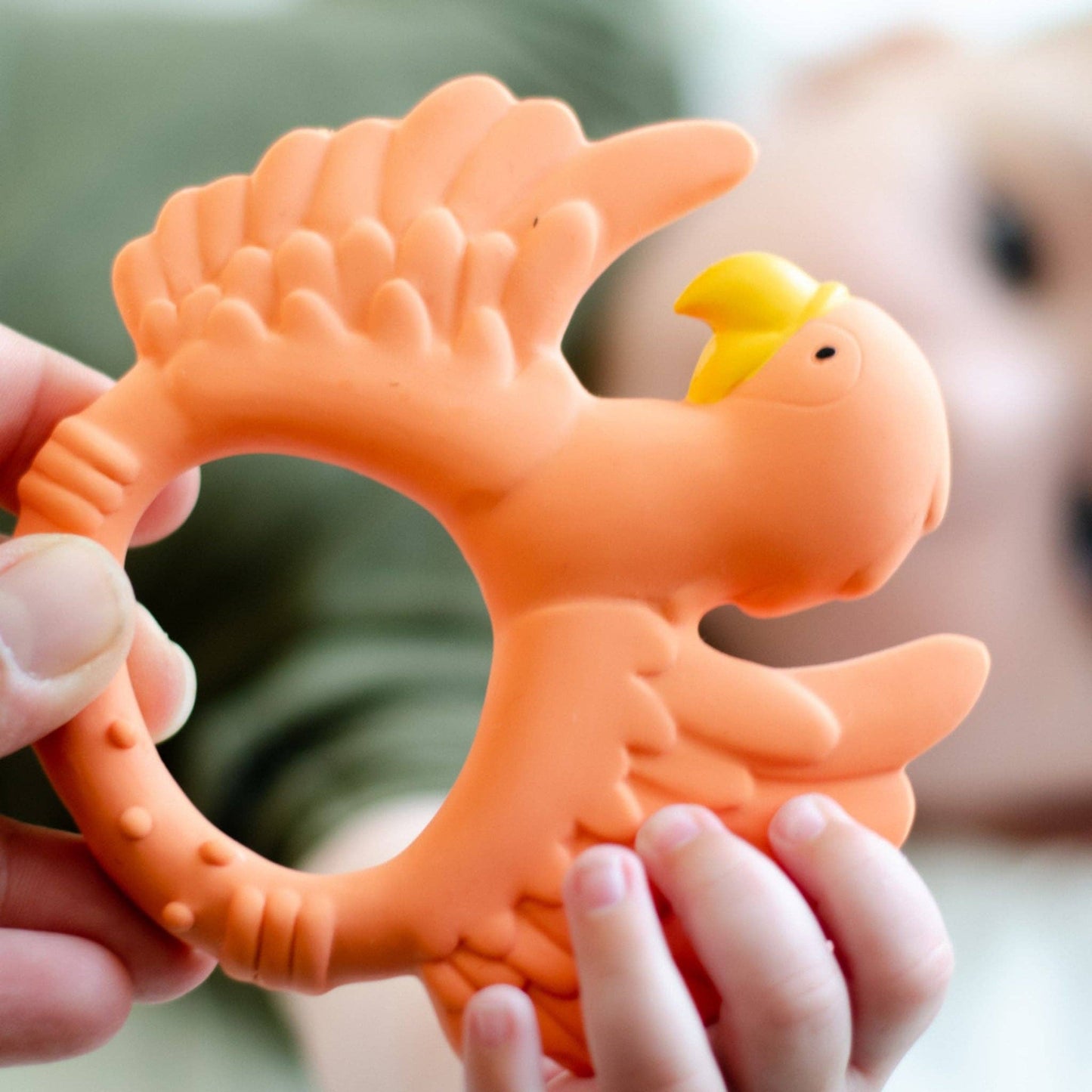 Natural rubber Teether Parrot - Orange
