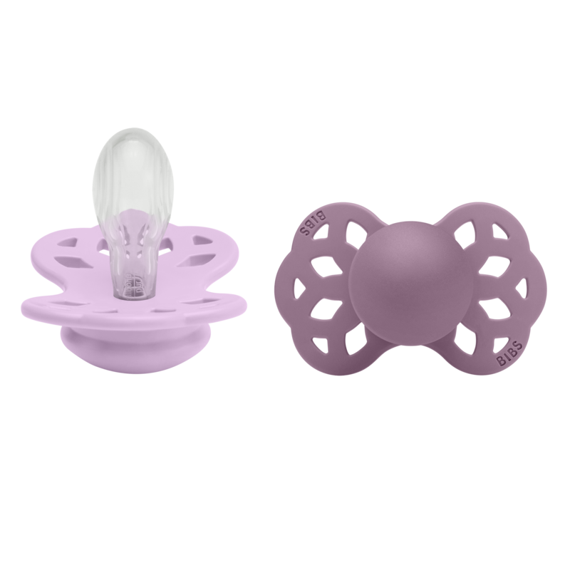 BIBS Pacifier Infinity Symmetrical Silicone - 2 Pack (Colour: Violet Sky/Mauve | Size 2)