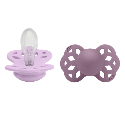 BIBS Pacifier Infinity Symmetrical Silicone - 2 Pack (Colour: Violet Sky/Mauve | Size 2)