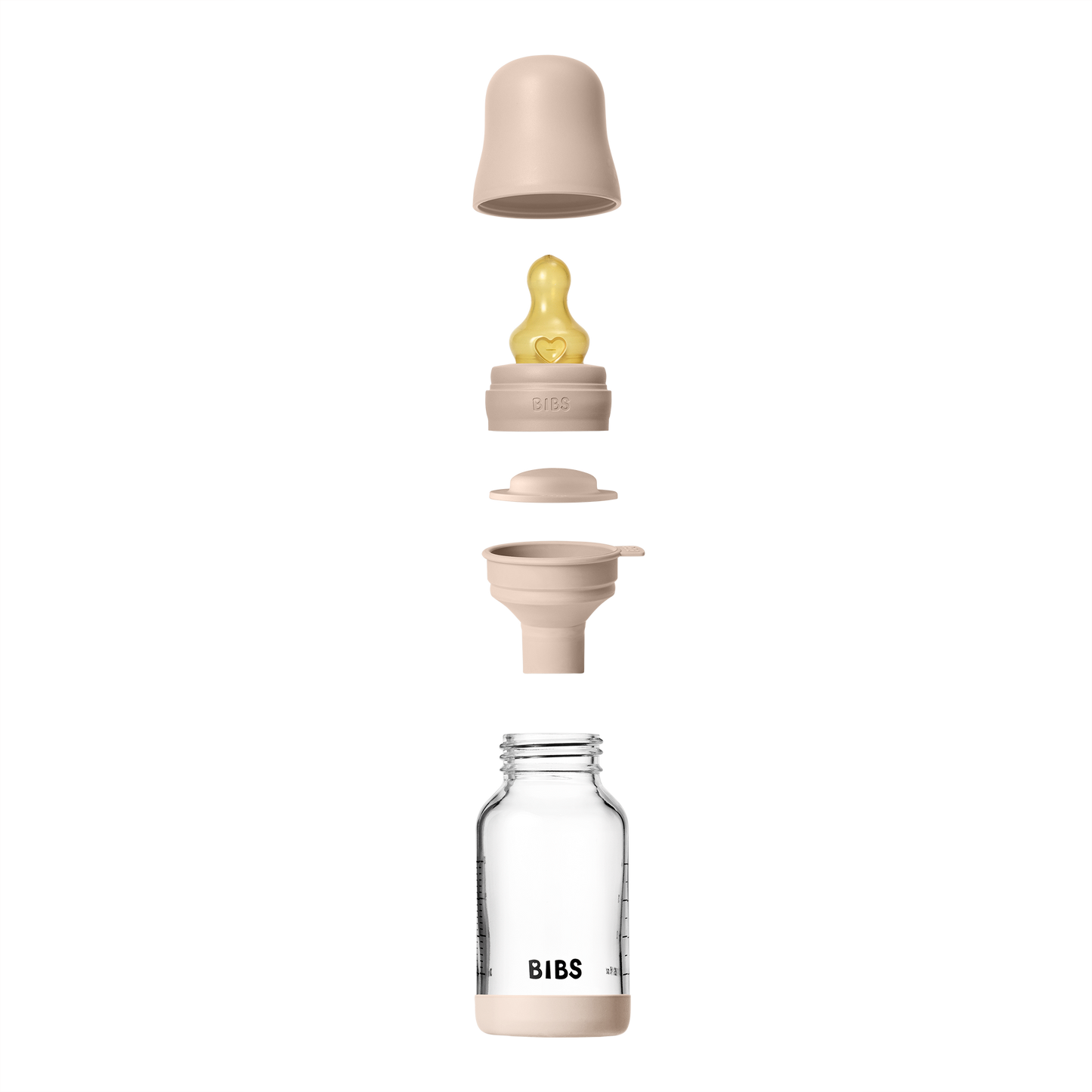 Bibs Glass Baby Bottle Round Latex - Slow Flow (Colour: Blush | Size:  120ml)