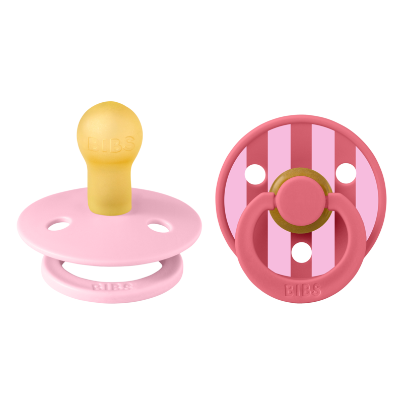 BIBS Pacifier Studio - 2 PACK (Colour: Block Latex & Baby Pink Coral mix | Size 1)