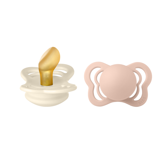 BIBS Pacifier Couture Anatomical Latex - 2 Pack (Colour: Ivory/Blush | Size 1)