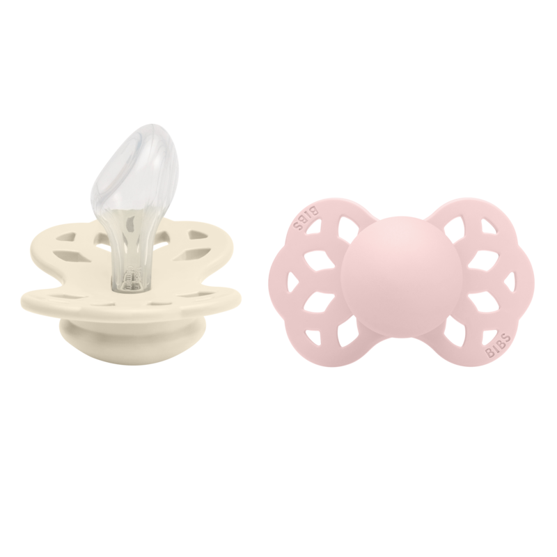 BIBS Pacifier Infinity Anatomical Silicone - 2 Pack (Colour: Ivory/Blossom | Size 2)