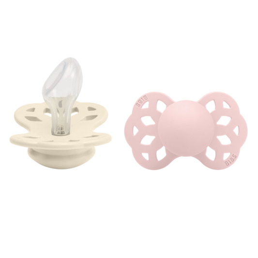 BIBS Pacifier Infinity Anatomical Silicone - 2 Pack (Colour: Ivory/Blossom | Size 2)
