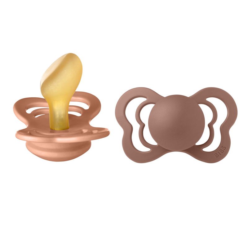 BIBS Pacifier Couture Latex - 2 Pack (Colour: Peach/Woodchuck | Size 2 )