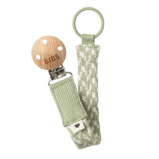 Bibs Pacifier Clip Braided | Sage/Ivory