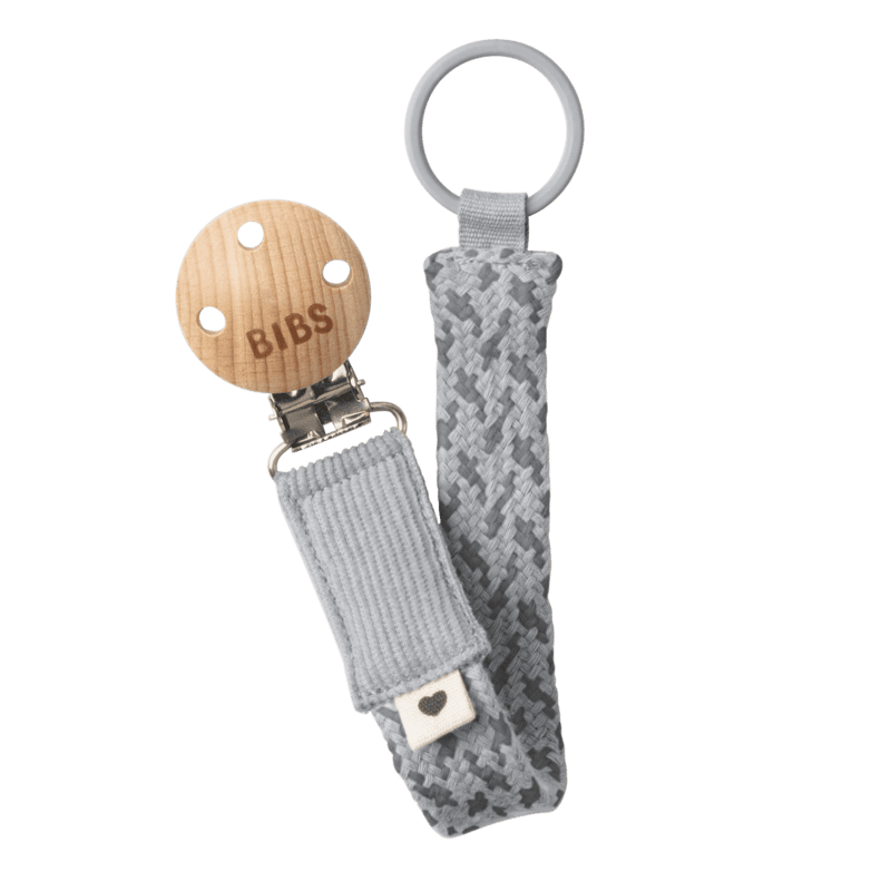 Bibs Pacifier Clip Braided | Cloud/Iron