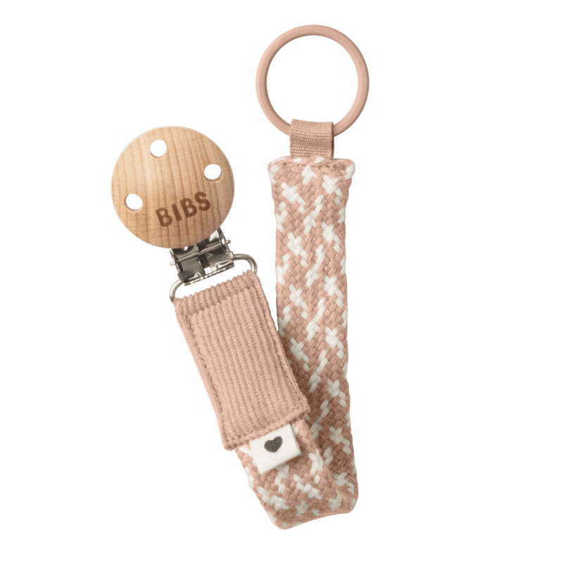 Bibs Pacifier Clip Braided | Blush/Ivory