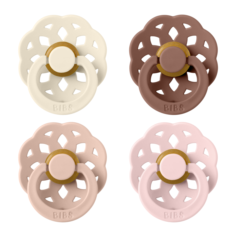 BIBS Pacifier Boheme Latex - 2 Pack (Colour: Ivory/Blush/Woodchuck/Blossom | Size 2)