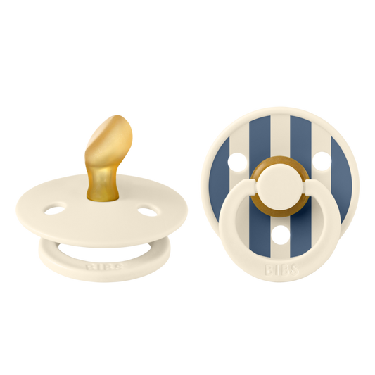 BIBS Pacifier Studio - 2 Pack (Colour: Pin Latex Anatomical Ivory Steel Blue Mix | Size 1 )