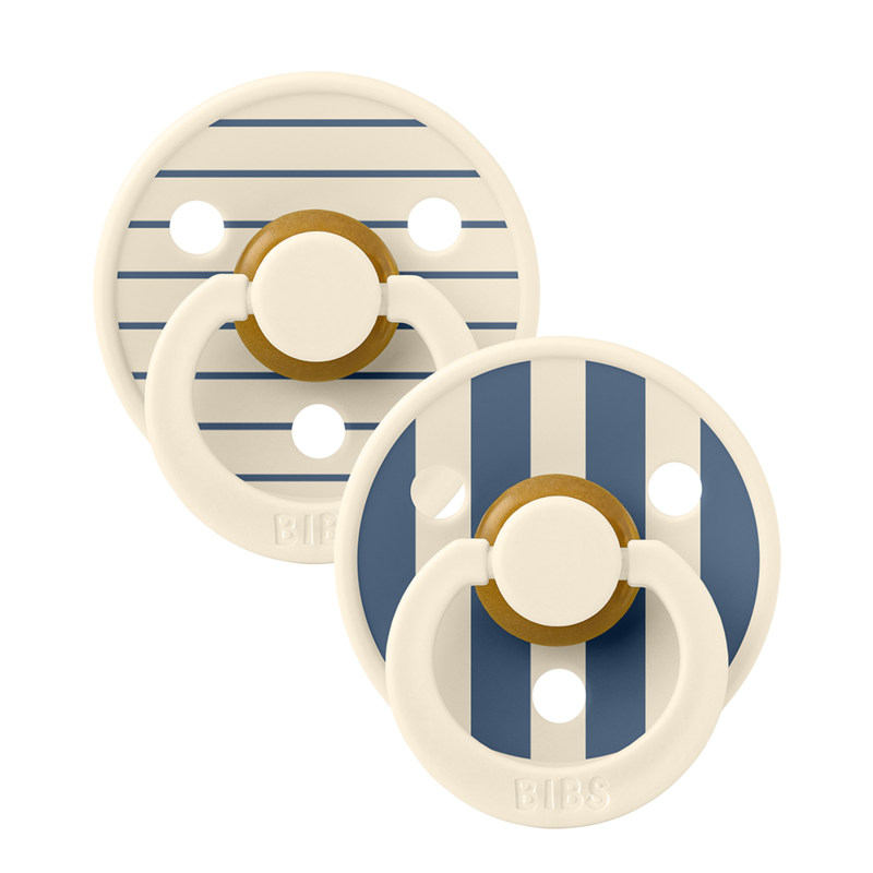 BIBS Pacifier Studio - 2 Pack (Colour: Pin Latex Anatomical Ivory Steel Blue Mix | Size 2)