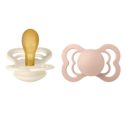BIBS Pacifier Supreme Symmetrical Latex - 2 Pack (Colour:  Ivory/Blush | Size 2)