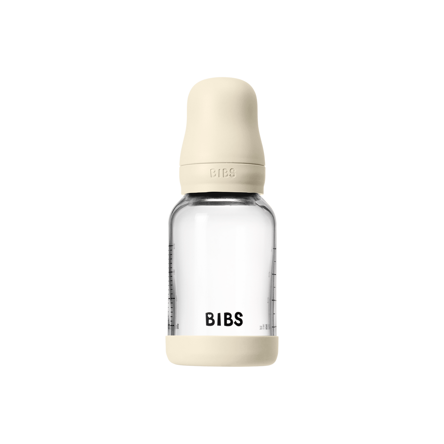 Bibs Glass Baby Bottle Round Latex - Slow Flow (Colour: Ivory | Size: 120ml)