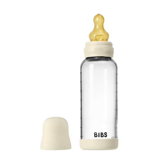 Bibs Baby Glass Bottle Round Latex (Colour: Medium Flow Ivory | Size: 240ml)