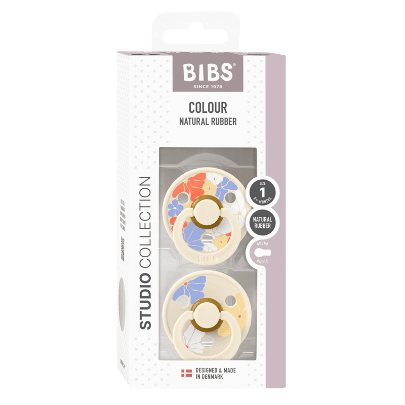 Bibs Pacifier Studio - 2 Pack (Colour: Morning Bloom Latex & Ivory Mix | Size 2)