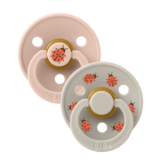 BIBS Pacifier Studio - 2 Pack (Colour: Ladybug Latex & Blush Mix - Size 1)