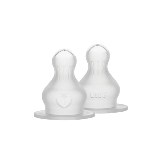 Bibs Bottle Nipple Silicone - 2 Pack (Colour: Slow Flow)