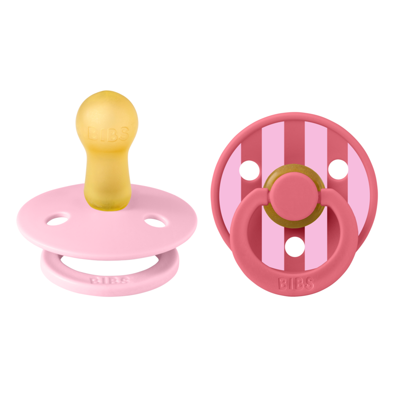 BIBS Pacifier Studio - 2 PACK (Colour: Block Latex & Baby Pink Coral mix | Size 2)