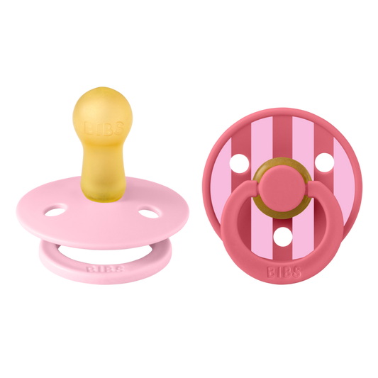 BIBS Pacifier Studio - 2 PACK (Colour: Block Latex & Baby Pink Coral mix | Size 2)