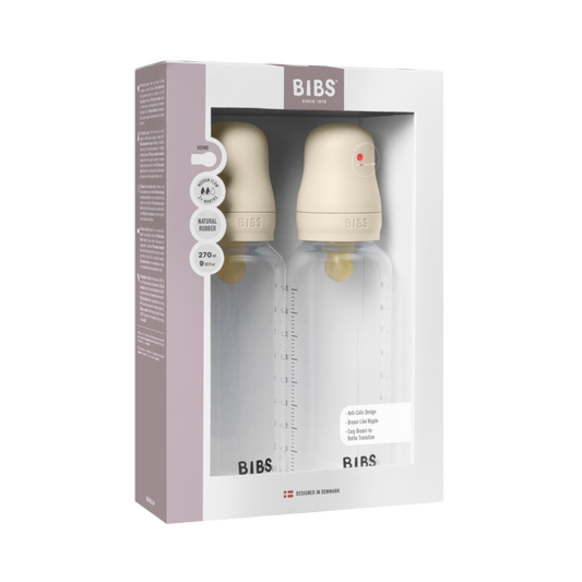 Bibs Baby Bottle Round Latex - Medium Flow - 2 pack (Colour: Ivory | Size: 270ml)