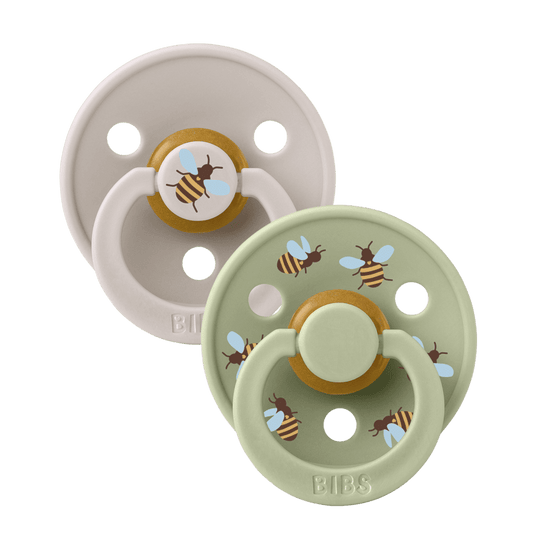 BIBS Pacifier Studio 2 Pack (Colour: Bumblebee Latex & Mushroom Mix | Size 2)