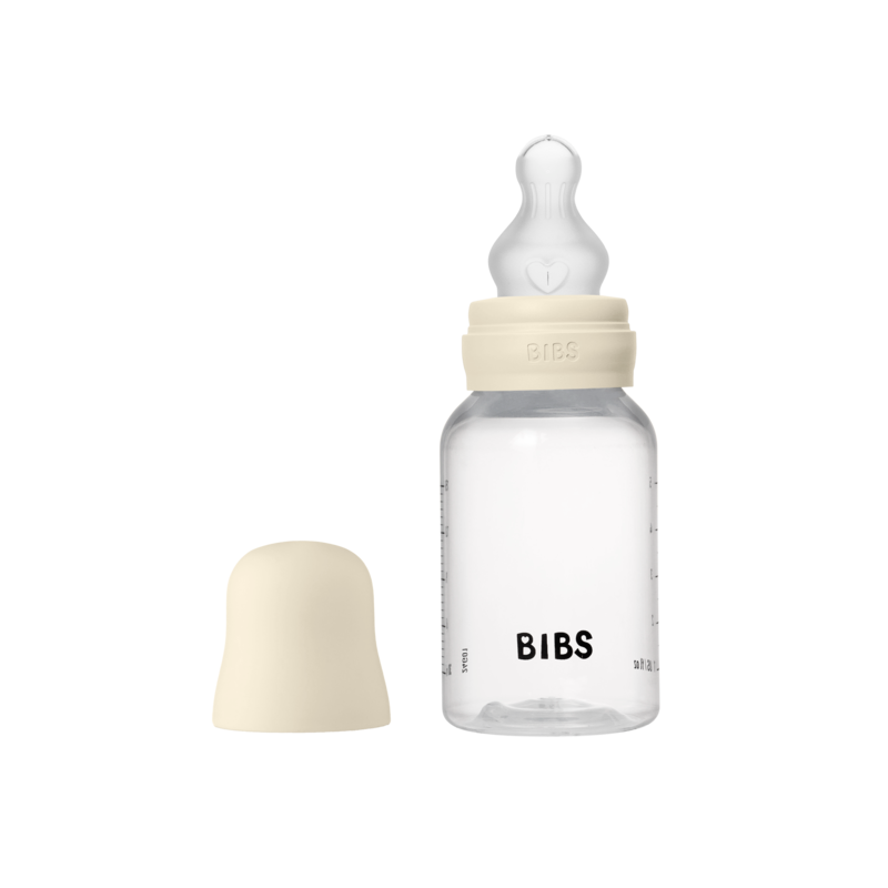 Bibs Baby Bottle Round Silicone - 2 pack | Slow Flow (Colour: Ivory | Size: 150ml)