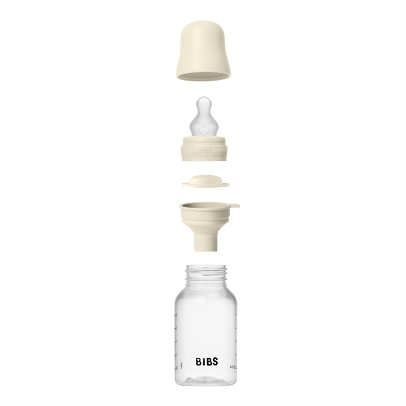 Bibs Baby Bottle Round Silicone - 2 pack | Slow Flow (Colour: Ivory | Size: 150ml)