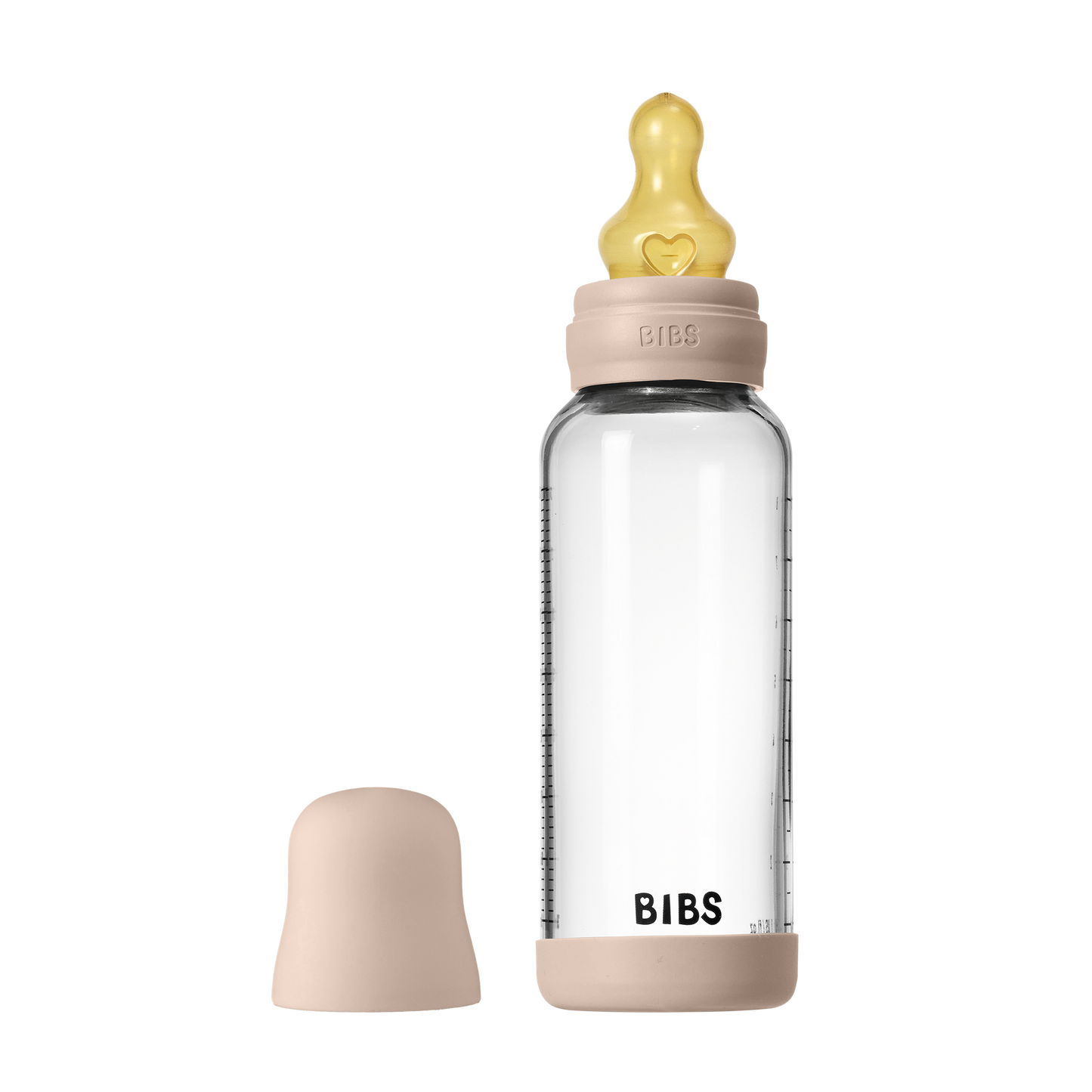 Bibs Baby Glass Bottle Round Latex - Medium Flow  (Colour: Blush | Size: 240ml)