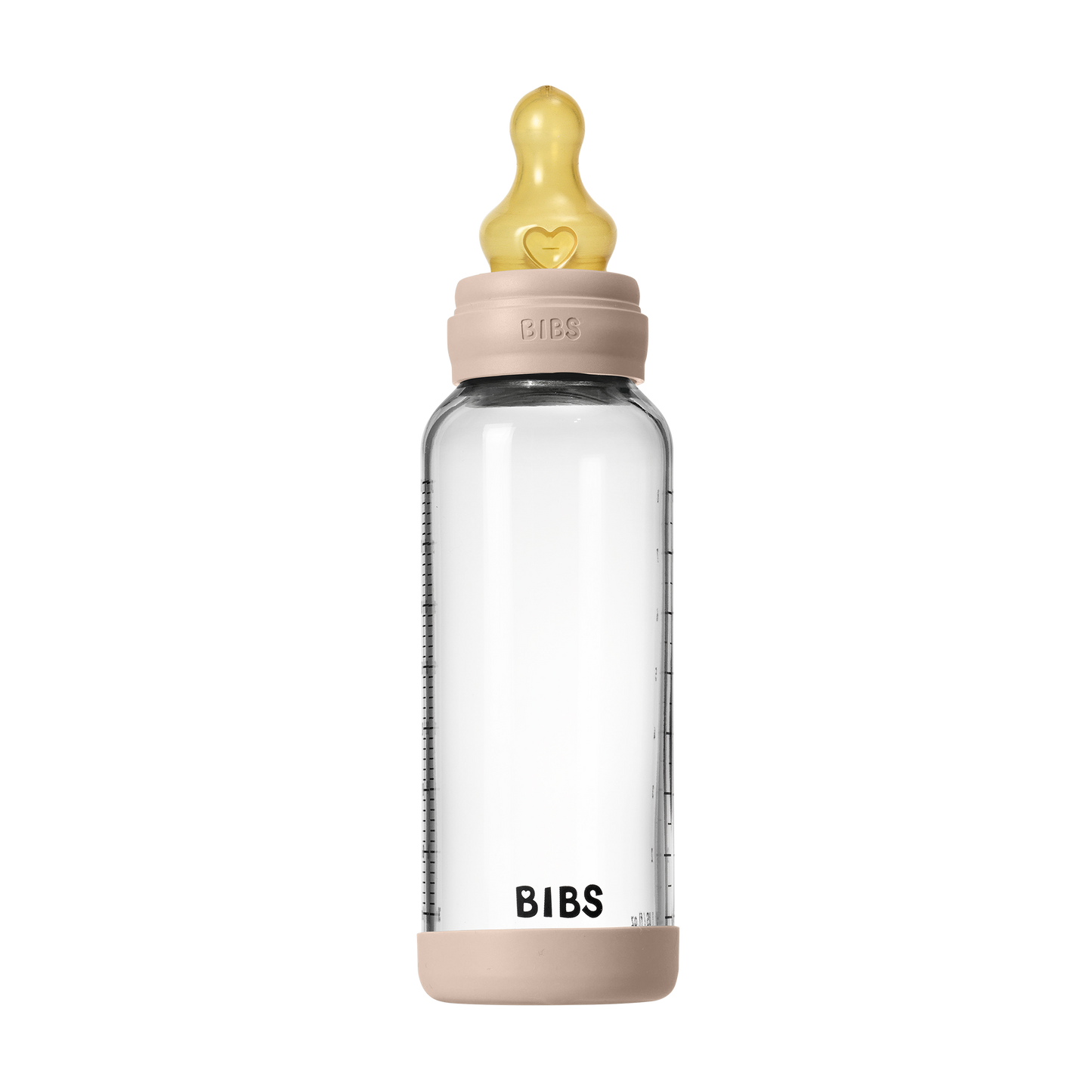 Bibs Baby Glass Bottle Round Latex - Medium Flow  (Colour: Blush | Size: 240ml)