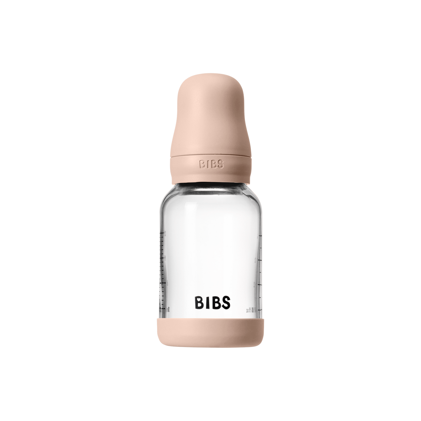 Bibs Glass Baby Bottle Round Latex - Slow Flow (Colour: Blush | Size:  120ml)