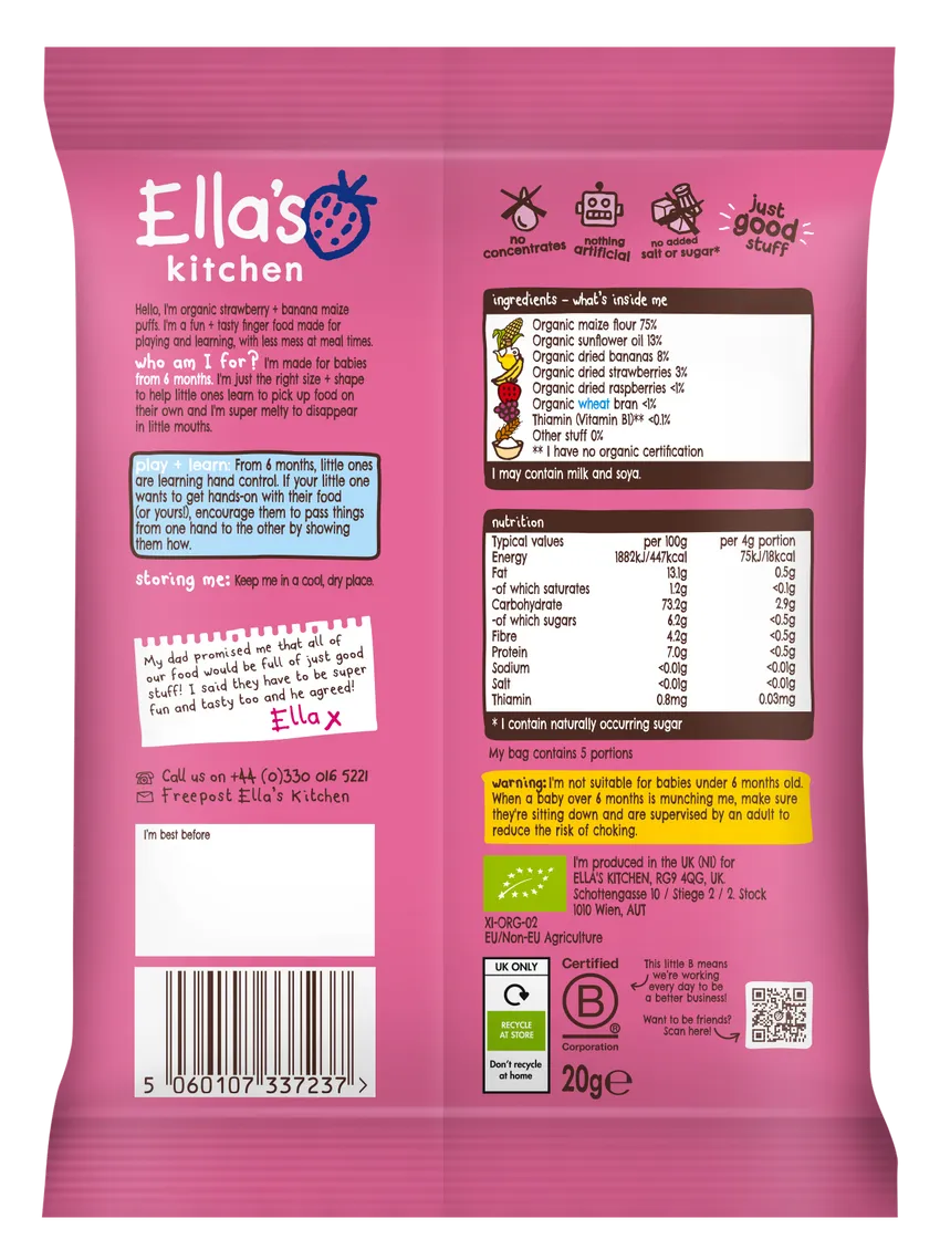 Ella's Kitchen Strawberry and Banana Melty Puffs