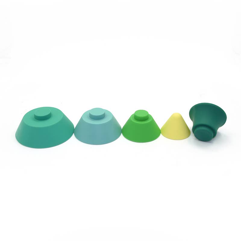 Stackable Silicone Tree: Educational Toy: Green and yellow