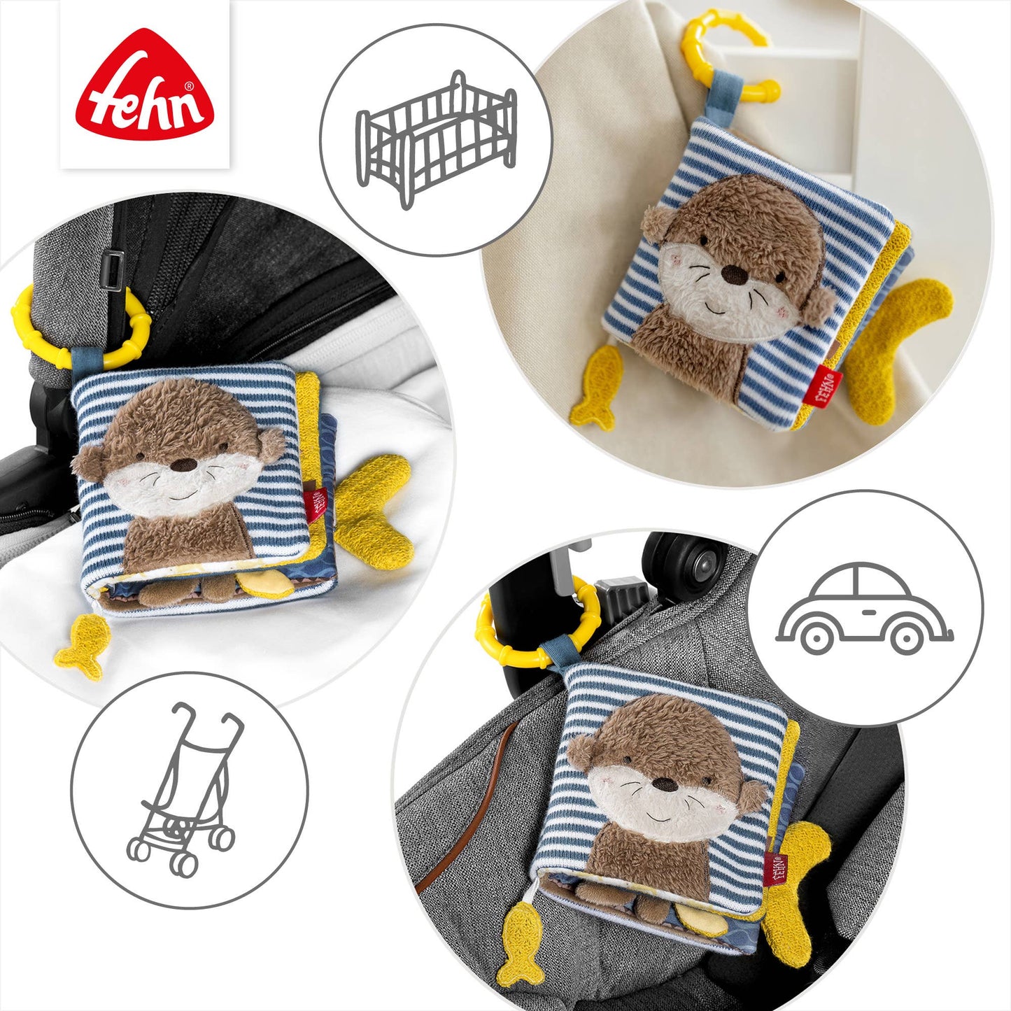 Otter fabric book - touch book with animal motifs