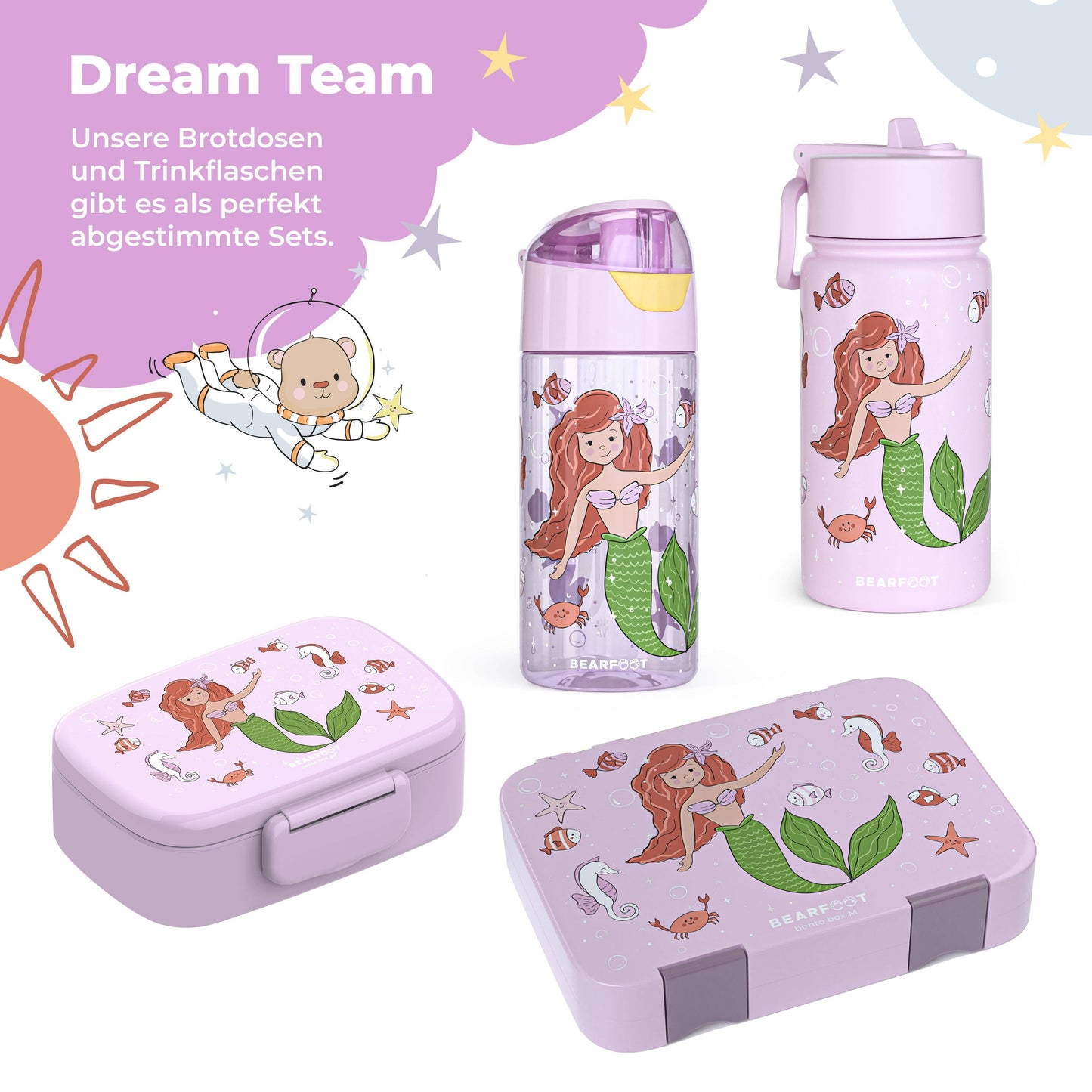 Thermo children's water bottle stainless steel - mermaid purple