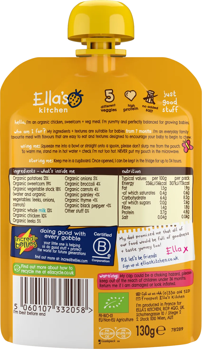 Ella’s Kitchen Chicken and Vegetable with Sweetcorn Mash