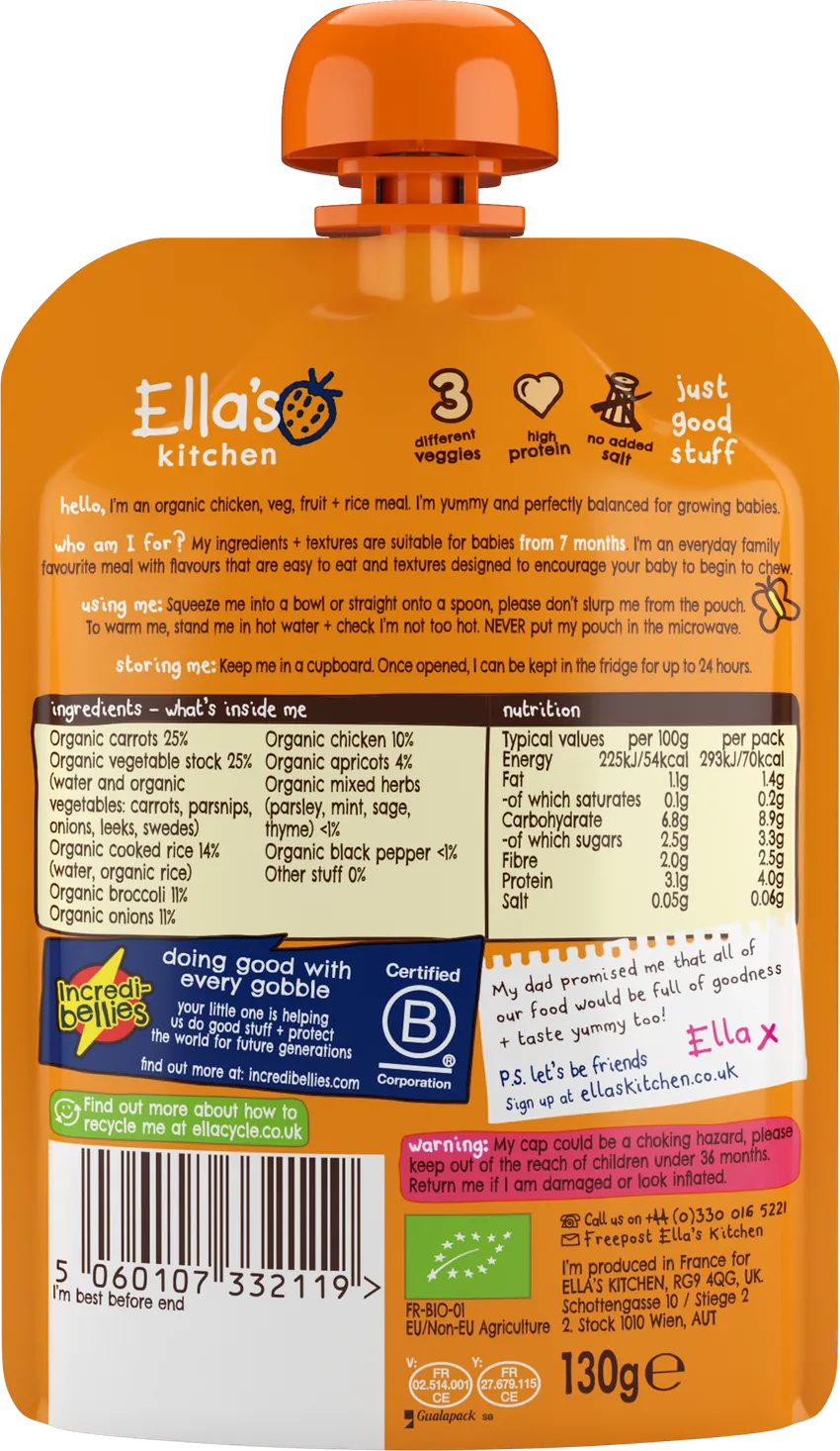 Ella's Kitchen Chicken Casserole with Rice