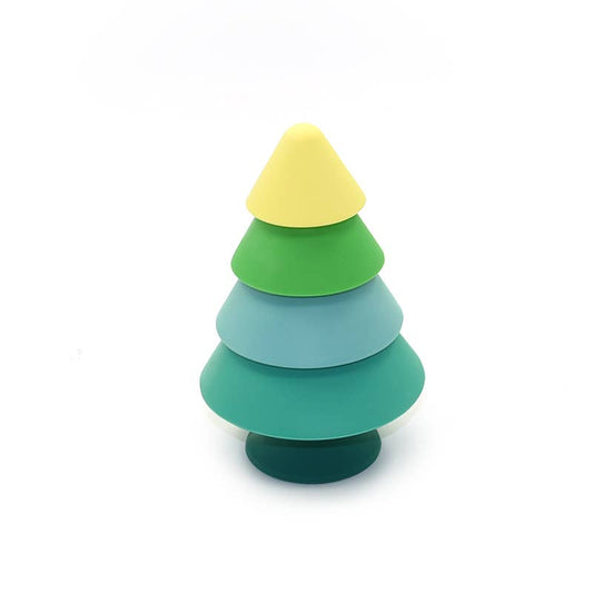 Stackable Silicone Tree: Educational Toy: Green and yellow