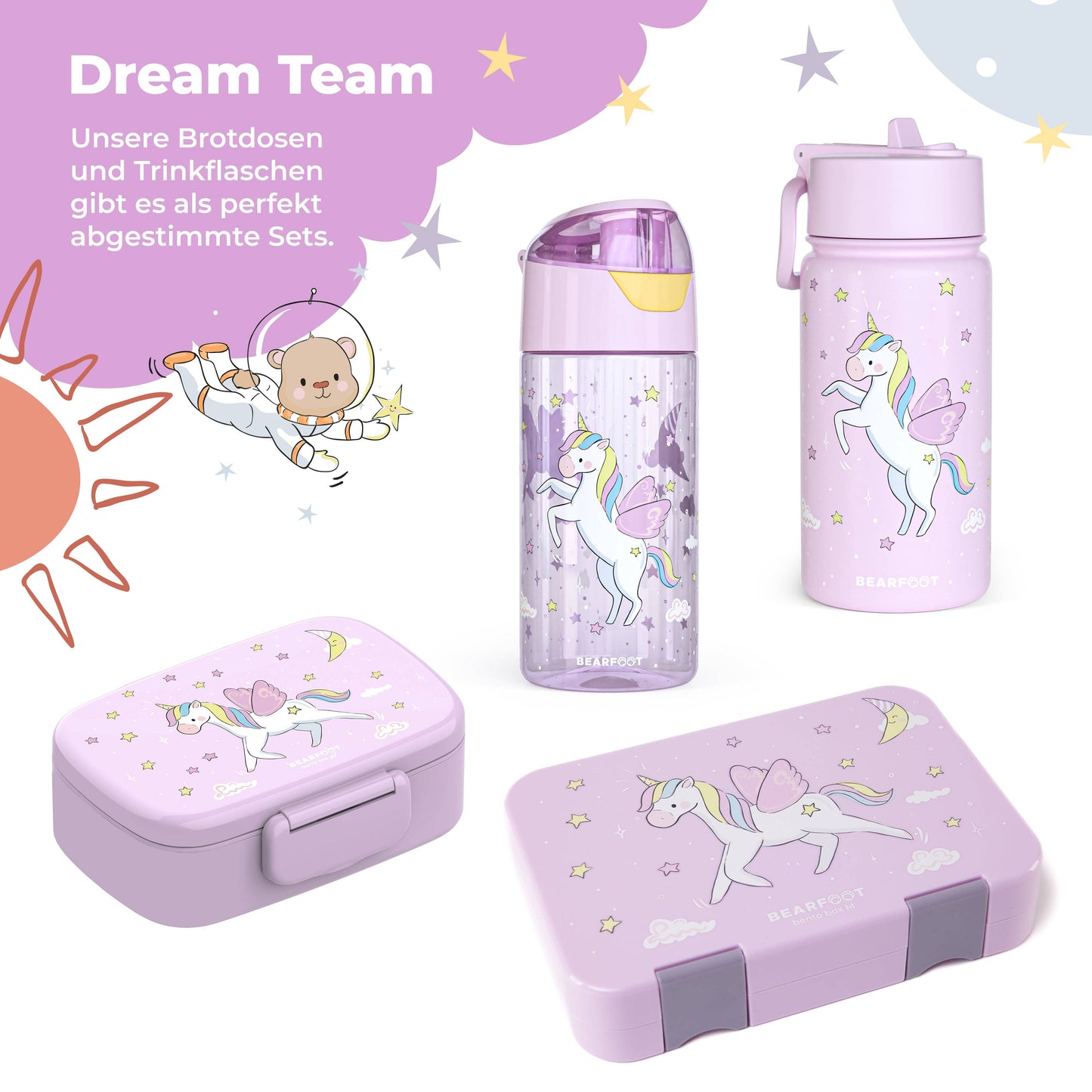 Thermo children's drinking bottle stainless steel - purple unicorn