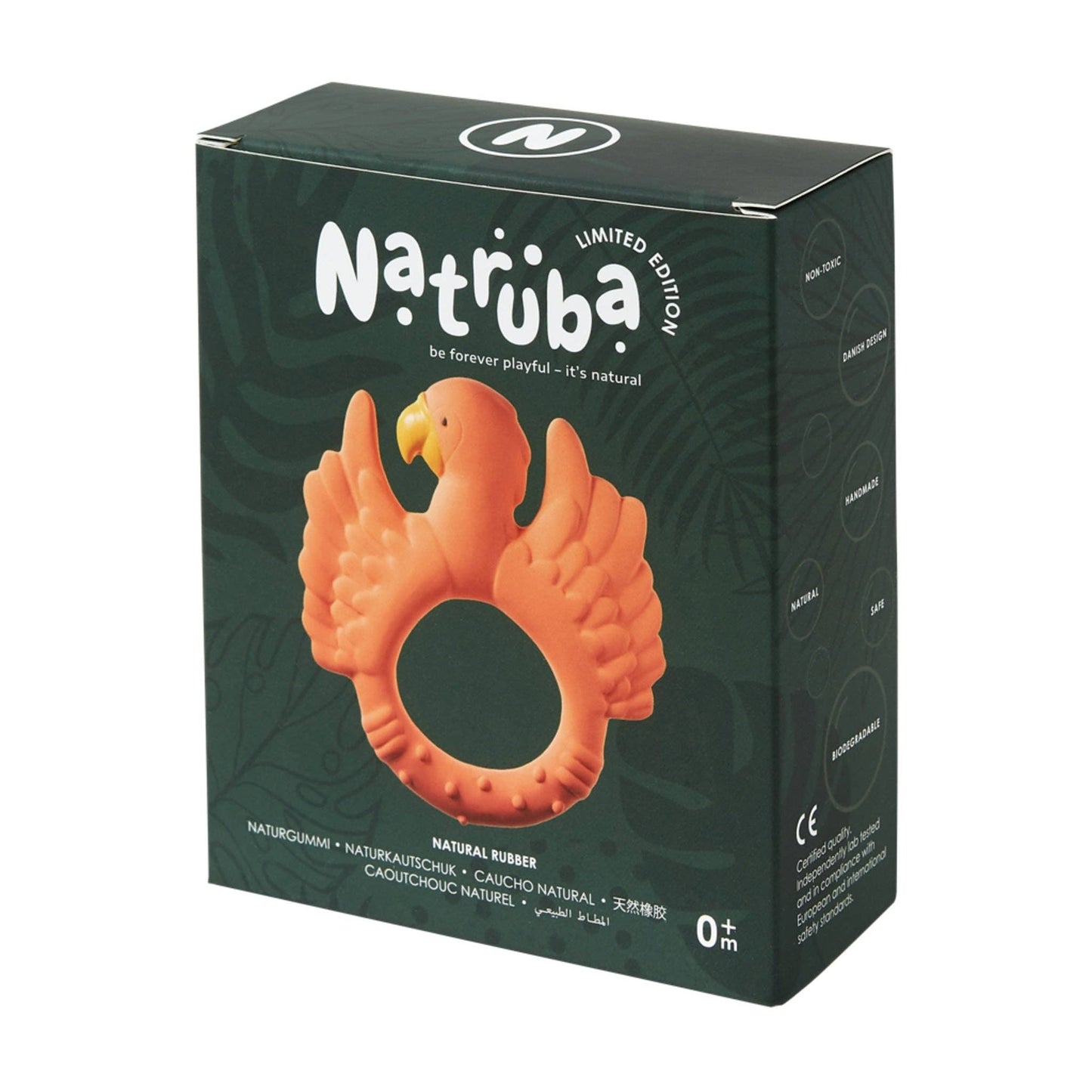 Natural rubber Teether Parrot - Orange