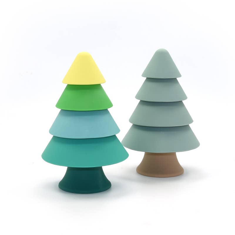 Stackable Silicone Tree: Educational Toy: Green and yellow