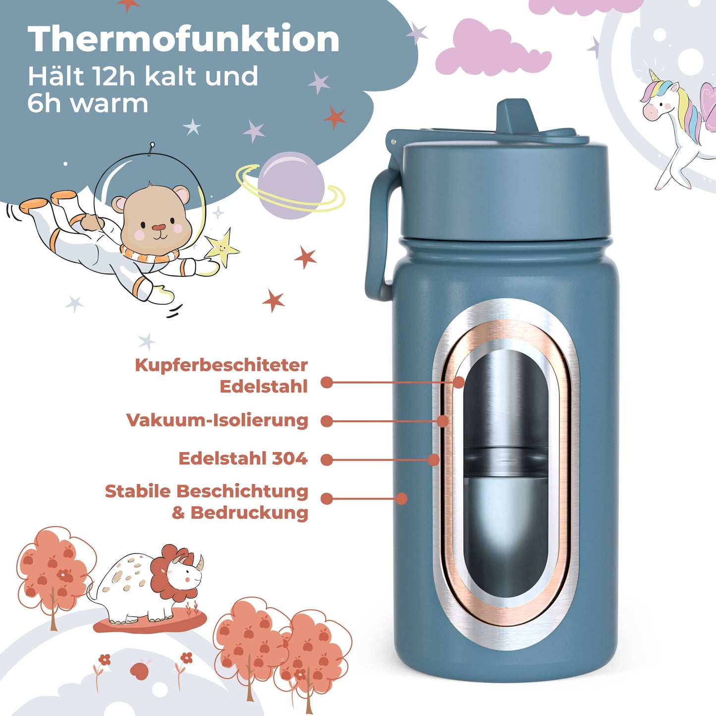 Thermo children's drinking bottle stainless steel - excavator