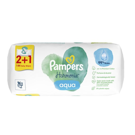 Pampers Wipes Harmonie Aqra 3X48 (2+1) with Lid
