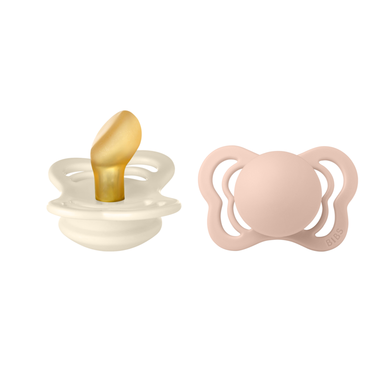 BIBS Pacifier Couture Anatomical Latex - 2 Pack (Colour: Ivory/Blush | Size 1)