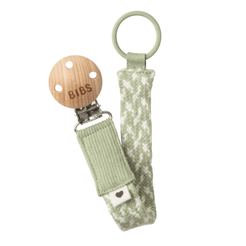 Bibs Pacifier Clip Braided | Sage/Ivory