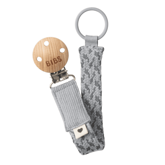 Bibs Pacifier Clip Braided | Cloud/Iron