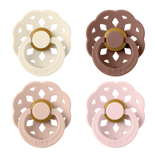BIBS Pacifier Boheme Latex - 2 Pack (Colour: Ivory/Blush/Woodchuck/Blossom | Size 1)