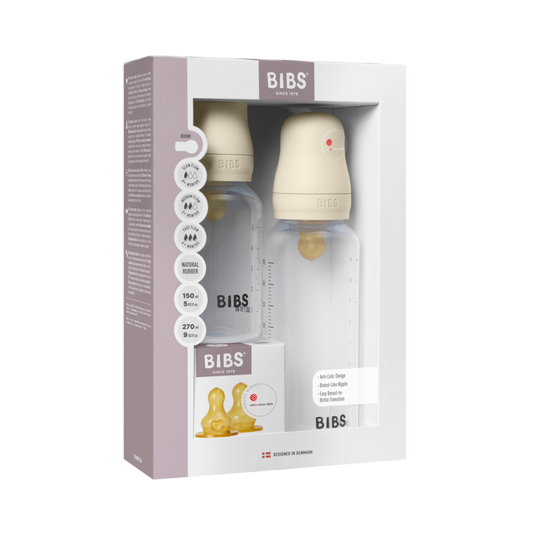 Bibs Grow and Flow Baby Bottle Round Latex Set (Colour: Ivory | Size: 150ml/270ml)
